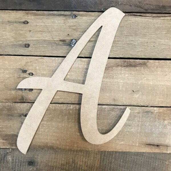 Unfinished Wooden Alphabet Letters, Door Hanger, Wall Decor, DancingScript, Craft Letter, Art and Decor Letter, Script, Font, Cursive
