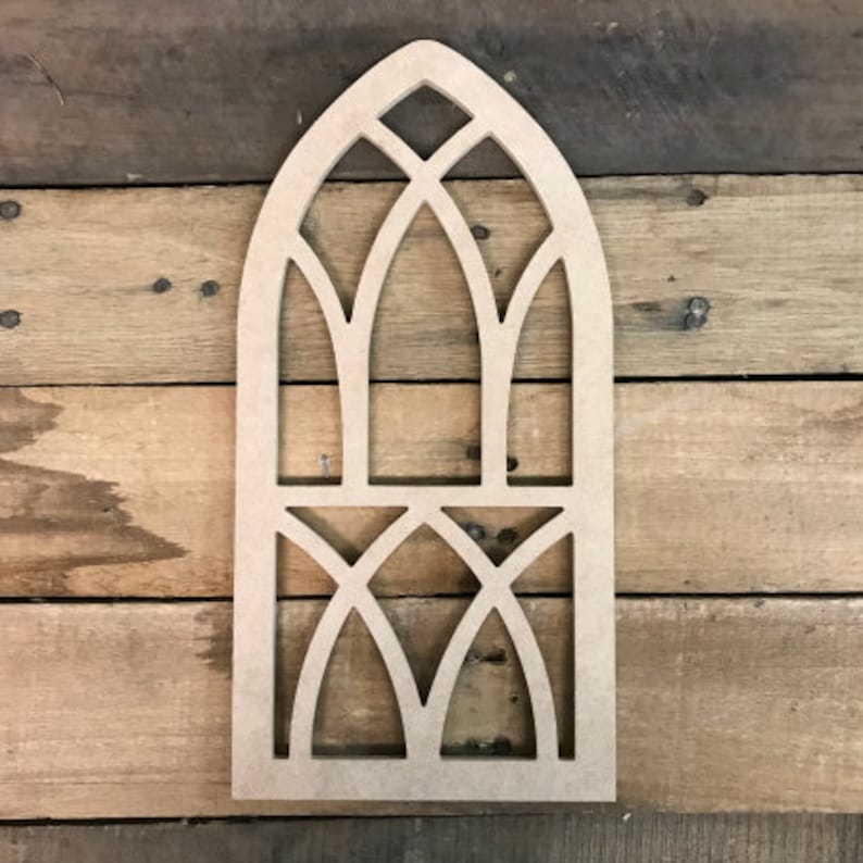 Wooden Cathedral Window Farm Home Decor Unfinished Wood Arch Etsy