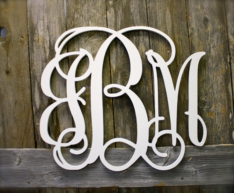 Unfinished Wooden 3 Letter Vine Custom Monogram Personalized, Wood Monogram Initial, Wood Monogram Door Hanger, Wood Monogram Wall hanging image 4