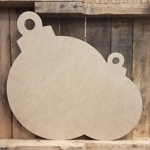 Two Ornaments Cutout, Unfinished Wall Art, DIY Paintable, Wood