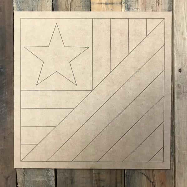 American Flag Wood Barn Quilt: DIY Unfinished Paintable MDF Decor