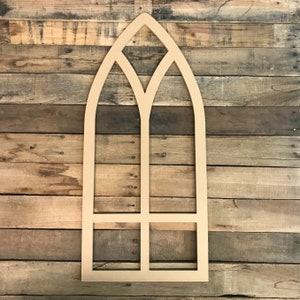 Wooden Cathedral Window Wall Decor, Unfinished Wood Paintable Window Arch Craft, Farmhouse,  Paintable Decorative Wall Hanger, Blank Craft