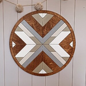 Geometric Pine Wall Art: Boho Aztec Circle (DIY Paintable)