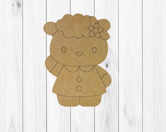Pink Lili, Kids Shape Unfinished Wood Cutout, Paint By Line, BAC