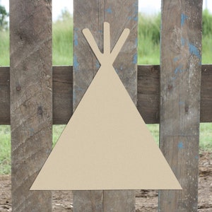 Teepee, Wood Teepee Door Hanger, Unfinished Teepee Wooden Craft Shape, Unpainted Cutout, Wood Teepee Cutout, Wall Art, Paintable Teepee