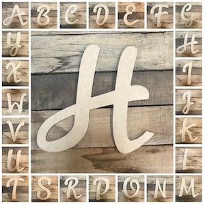 Unfinished Wooden Alphabet Letters, Door Hanger, Wall Decor, Watermelon, Craft Letter, Full Alphabet Available, Art and Decor Letter, Script