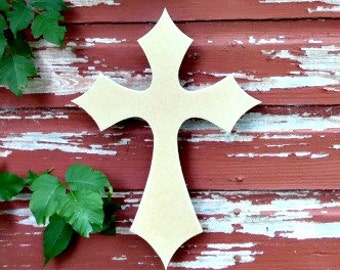 Unfinished MDF Wooden Cross #39, Decorative Craft Cross, Easter Home Decor DIY Art Craft, Christian Cross Shape, Religious Cross