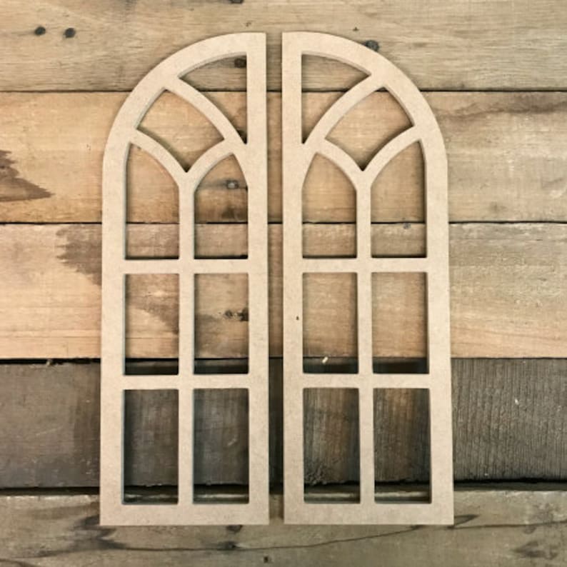 Wooden Cathedral Window Farm Home Decor Unfinished Wood Arch Etsy