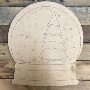 DIY Christmas Tree Snow Globe Wood Cutout: Paint by Line Holiday Decor