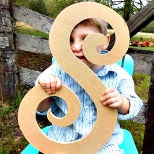 Nursery Wooden Letter & Number Decor, Paintable Wall Art, Full Alphabet Unpainted Curlz