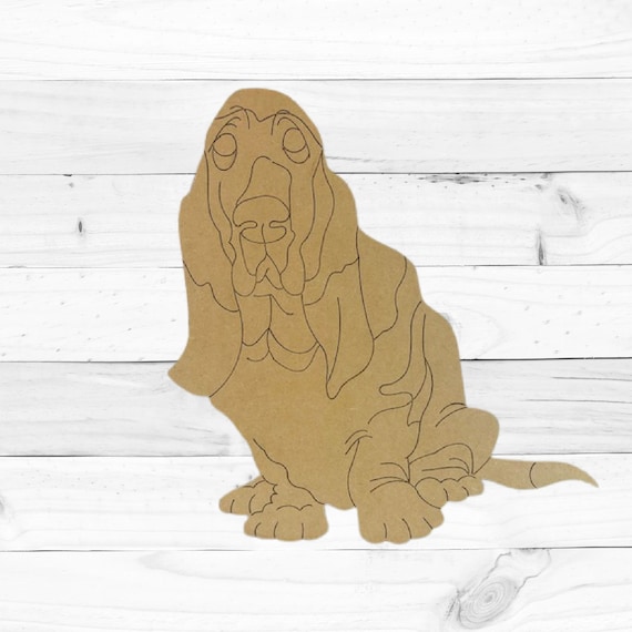 Basset Hound, Dog Paint by Line, Unfinished Craft Shape