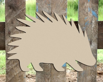 Unfinished Wooden Porcupine Shape, DIY Paintable Wooden Craft, Porcupine Cutout, Porcupine Shape, Door Hanger, Wall Art, Unpainted Porcupine