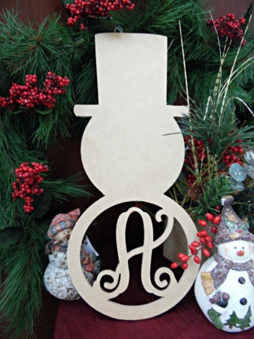 Snowman Monogram Door Hanger: DIY Wood Letter, Winter Decor - Etsy
