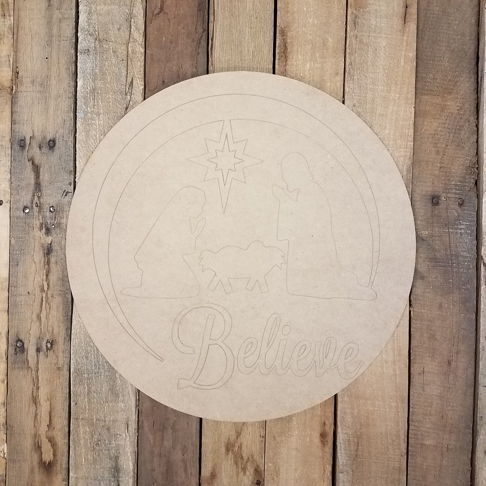 Nativity Scene Circle Unfinished Wall Art DIY Paintable - Etsy