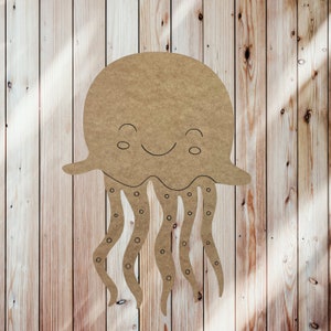 Jellyfish Wooden Craft Cutout: Unfinished MDF Shape, DIY Art