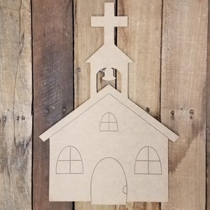 Wooden Church Cutout: DIY Paintable Craft Shape