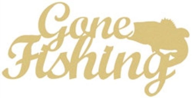 Unfinished Wooden SCRIPT Connected Word (GONE FISHING) Paintable Wall ...
