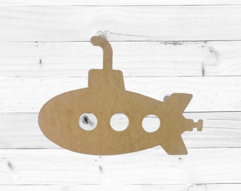 Submarine, Kids Shape Unfinished Wood Cutout, Paint By Line
