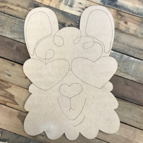 Unfinished Wooden Craft LlamaAlpaca with Watermelon Paint by Line