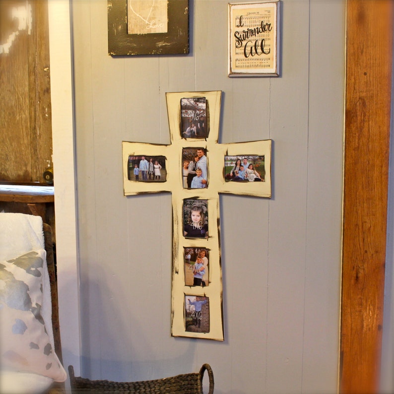 Cross Picture Frame Wooden Frame Wall Art FINISHED Decor Etsy