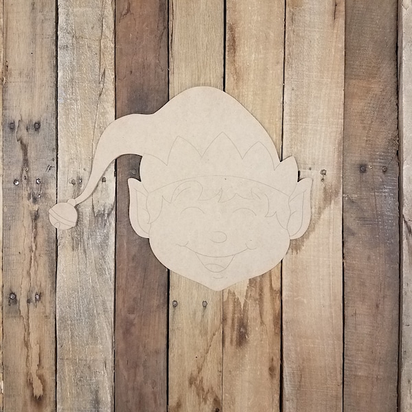 DIY Elf Face Wood Cutout - Unfinished Christmas Decor