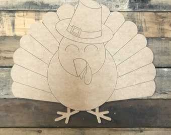 Turkey Unfinished Wooden Cutout, Paint by Line. Buy this Turkey Fall Décor Shape Now