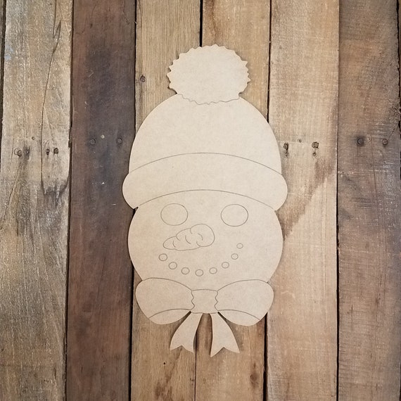 Snowman Head With Hat, Unfinished Wall Art, DIY Paintable, Wood
