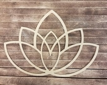 Carolina Queen Lotus Blossom, Boho Style Unfinished Wood Shape, Farmhouse, Wall Decor, Paintable Decorative Wall Hanger, Blank DIY, DIY