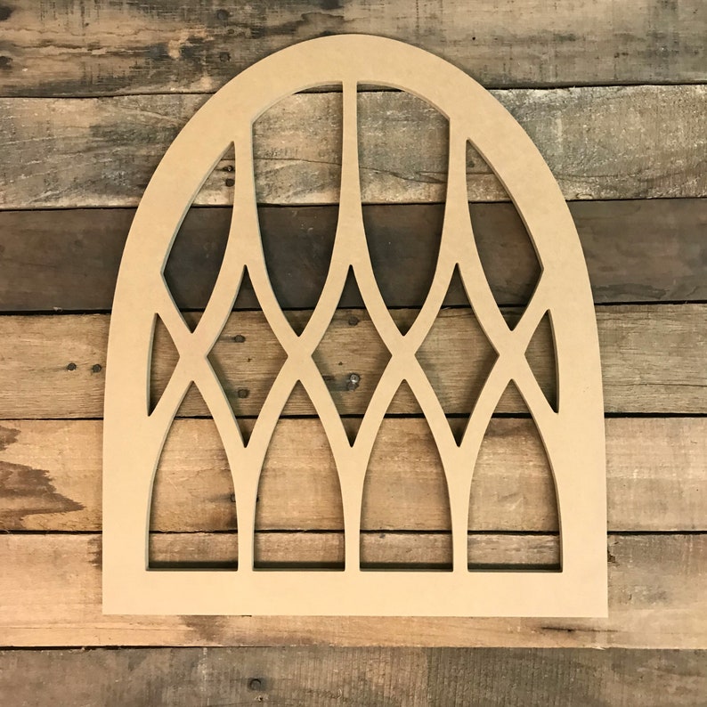 Wooden Cathedral Window Wall Decor Unfinished Wood Arch DIY Etsy