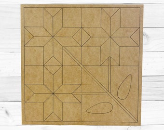 Quilt Boho Pattern 9 DIY, Unfinished Wood Cutout, Paint by Line