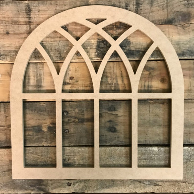 Wooden Cathedral Window Farm Home Decor Unfinished Wood Arch Etsy