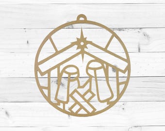 Nativity Ornament Outline, Christmas Shape, Unfinished Wood Craft Shape, Paintable Wooden MDF