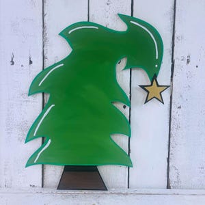 Leaning Christmas Tree, Christmas Shape, Wood Cutout, Shape, Paint by Line