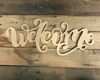 Unfinished Wooden Welcome Sign: DIY Craft Door Decor