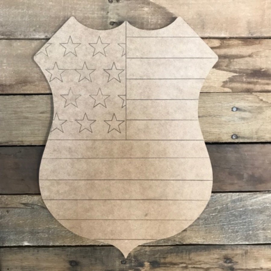 DIY American Flag Badge: Paintable Wooden Police Shield