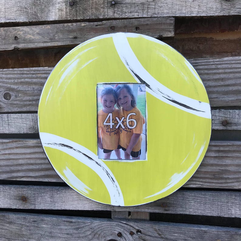 Finished Tennis Ball 4x6 Picture Frame Painted Home Decor Sports