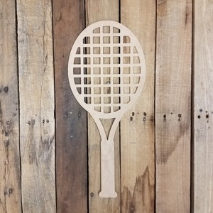 Tennis Racquet Unfinished Wooden Sport Shape, Wood Craft MDF Engraved DIY Paintable Art Craft Design, Unfinished Wooden Cutout Craft