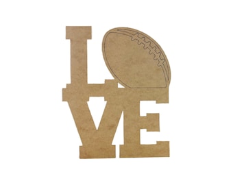 Football Love, Kids Shape Unfinished Wood Cutout, Paint By Line