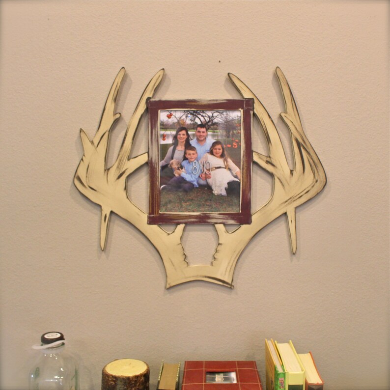 Droptine Deer Antler Picture Frame Wooden Finished Decor