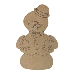 Sophisticated Snowman, Christmas Paint by Line MDF Craft Shape,