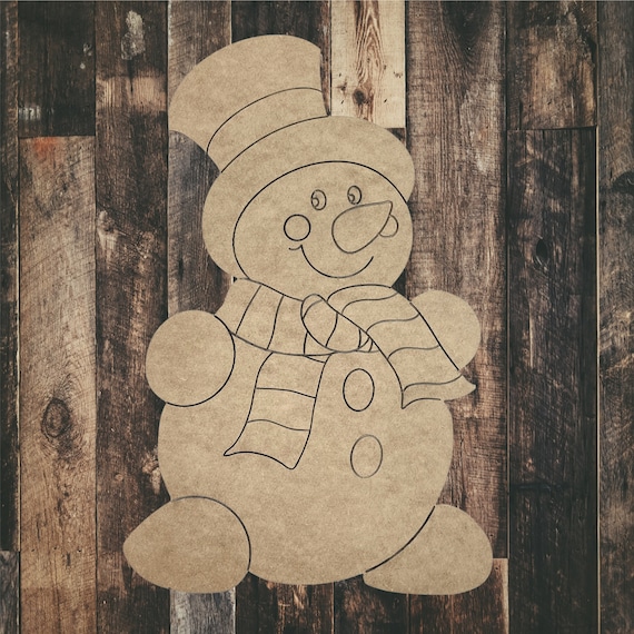 Snowman 2, Unfinished Wood Cutout, Paint by Line