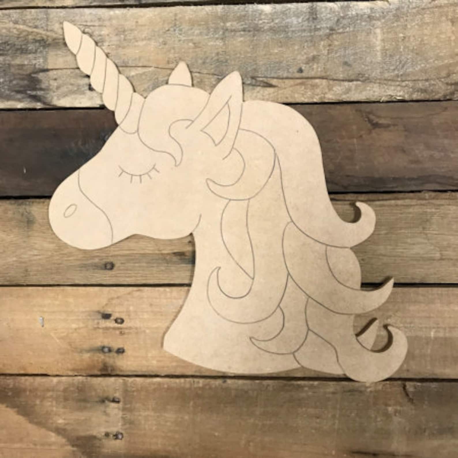 Magical Unicorn Paint by Line Unicorn Head Unfinished Wooden Etsy