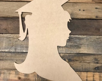 Girl Graduating, Unfinished Wooden Cutout Craft, Scholastic Academic Blank Shapes, College Graduate, High School Graduation Ceremony