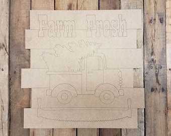 Farm Fresh Christmas Shiplap, Unfinished Wall Art, DIY Paintable, Wood Cutout, Wooden, Arts and Crafts, Wall Décor,  Christmas Décor