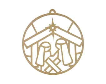 Nativity Ornament Outline, Christmas Shape, Unfinished Wood Craft Shape
