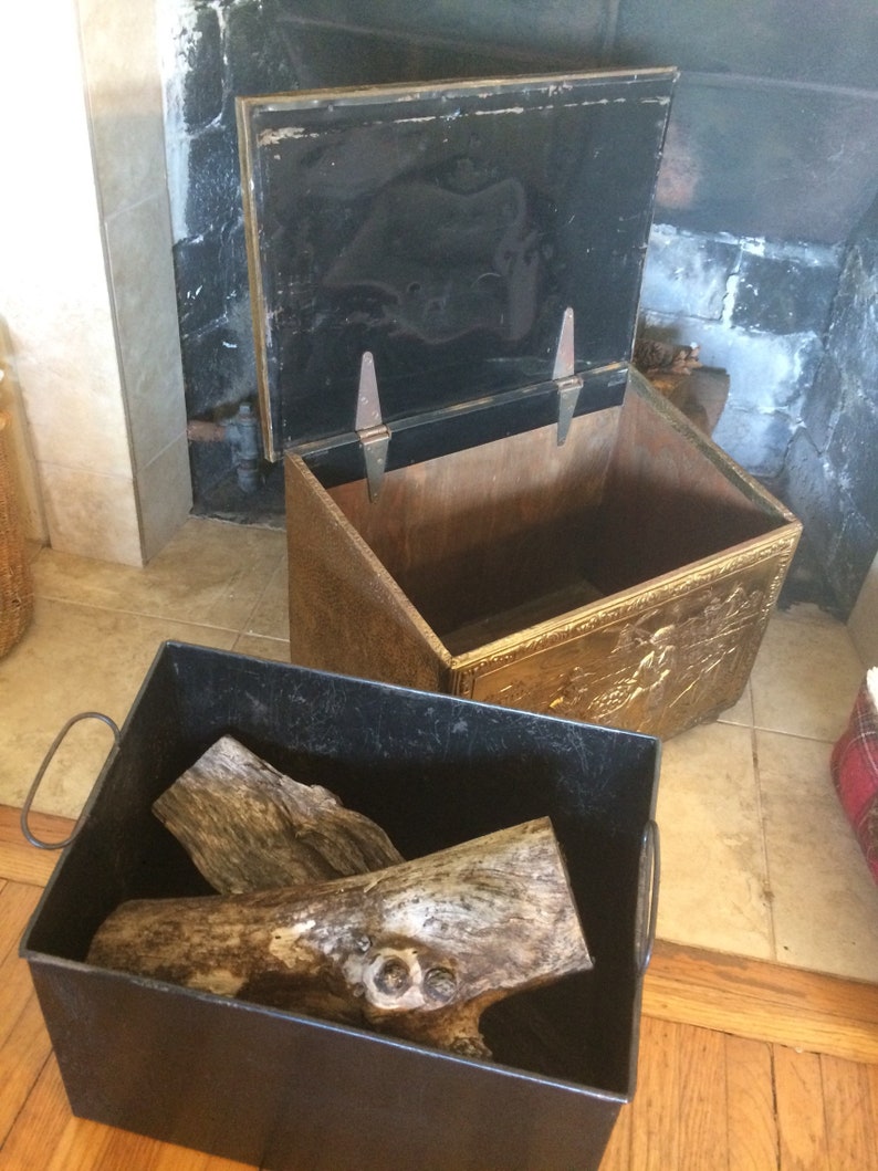Fireplace Storage Embossed Brass Coal Box Fire Wood Box with Etsy