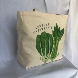 Lettuce Celerybrate Tote Grocery Bag Graduation Gift Funny Gift Bag Tote Bag Cotton Canvas Bag Yoga Teacher Gift image 3
