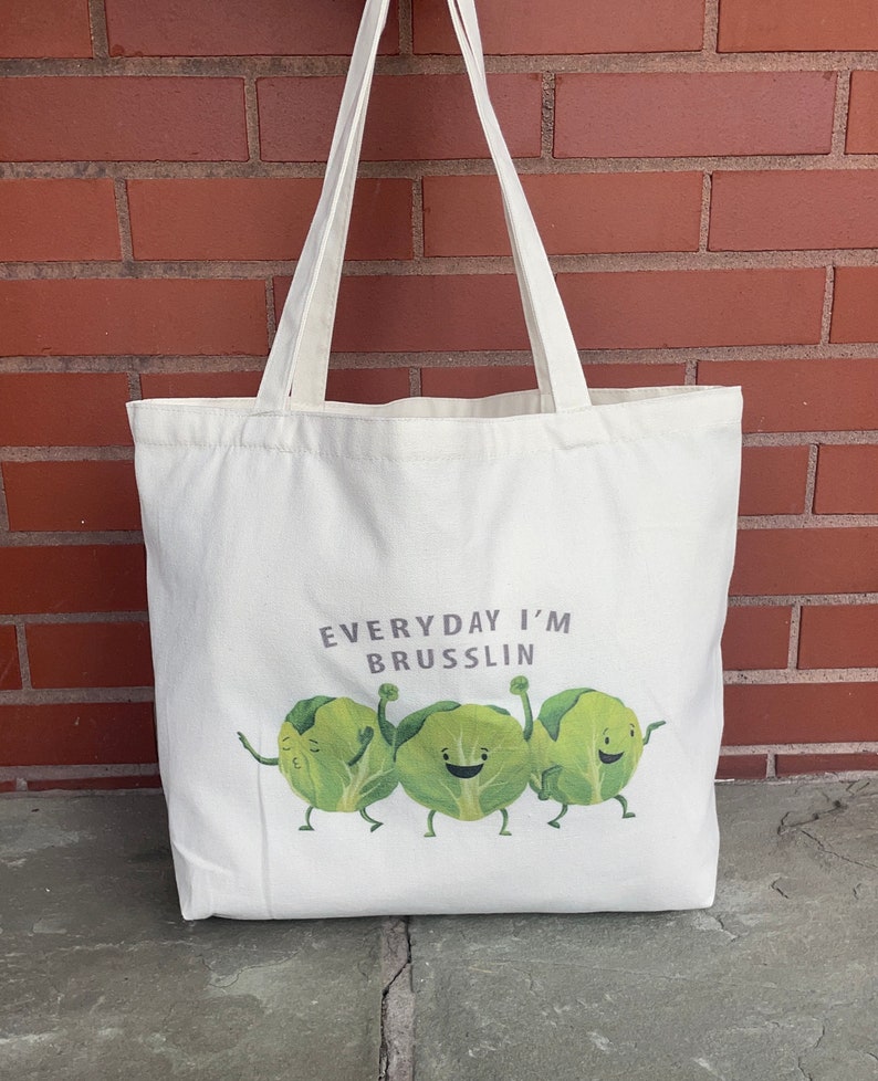 Everyday Im Brusslin Bag Funny Grocery Bag Teacher Gift Idea Canvas Tote Bag Farmers Market Bag Funny Reusable Tote Bag image 2