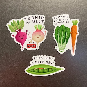 Set of 3 Refrigerator Magnets - Veggie Pun - Kitchen Decor - Funny Magnet - Cute Magnets - Decorative Magnet -Veggie Magnet - Fridge Decor