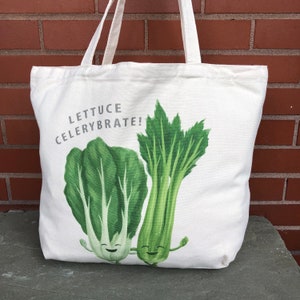Lettuce Celerybrate Tote Grocery Bag Graduation Gift Funny Gift Bag Tote Bag Cotton Canvas Bag Yoga Teacher Gift image 2